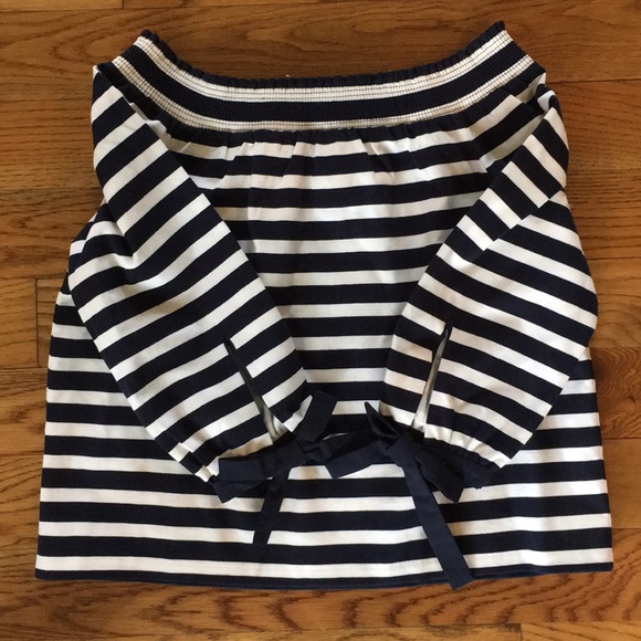 NWT J. Crew Navy & White Off-the-Shoulder Top - Picture 7 of 8